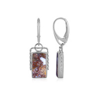 Orecchini in argento con Legno di Palma Pietrificato (Bali Barong)