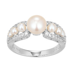 Anello in argento con Perla d'Acqua Dolce Bianca