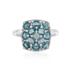 Anello in argento con Cianite Blu Foglia di Tè