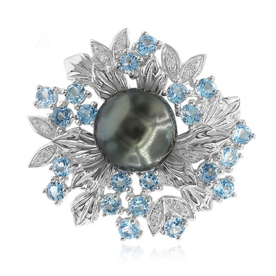 Spilla in argento con Perla Tahitiana (TPC)