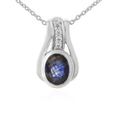 Collana in argento con Zaffiro Blu del Madagascar