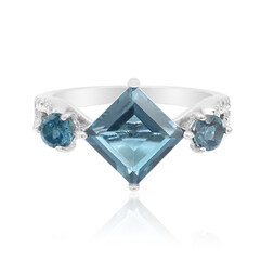 Anello in argento con Topazio Blu Londra