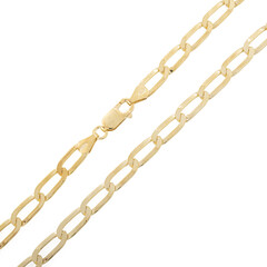 Catena forzatina allungata in argento placcato oro giallo - 65 cm - 26,3 g