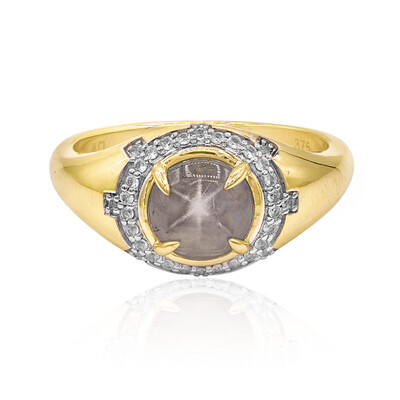 Anello in oro con Zaffiro Stellato Blu Argento
