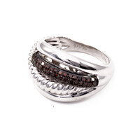 Anello in argento con Diamante Rosso