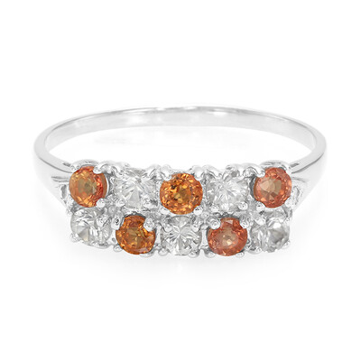 Anello in argento con Zaffiro Arancio e Zaffiro Bianco