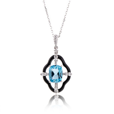 Collana in oro con Topazio Blu Svizzero
