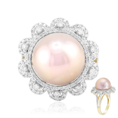 Anello in oro con Perla Ming Rosa Royal (TPC)