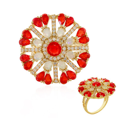 Anello in argento con Opale Rosso dell'Etiopia