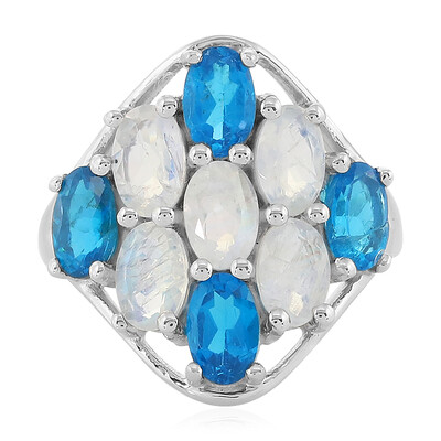 Anello in argento con Pietra di Luna Arcobaleno