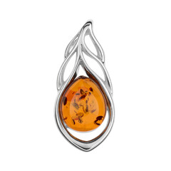 Ciondolo in argento con Ambra Baltica Cognac