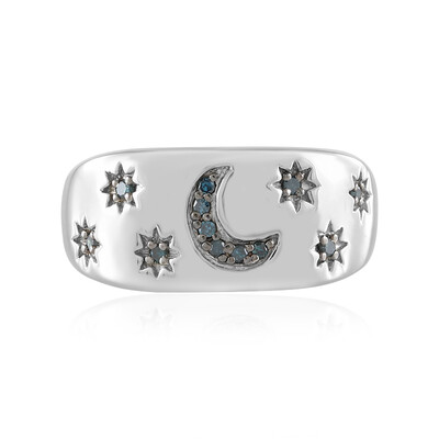 Anello in argento con Diamante Blu SI1