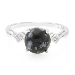Anello in argento con Ossidiana Fiocco di Neve