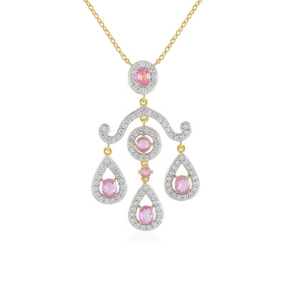 Collana in argento con Zaffiro Rosa del Madagascar
