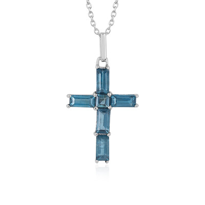 Collana in argento con Cianite Blu Foglia di Tè