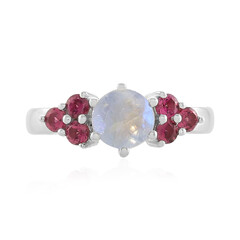 Anello in argento con Pietra di Luna Arcobaleno