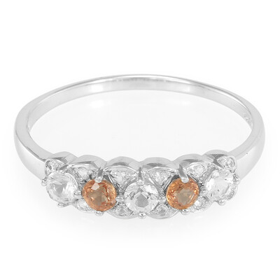 Anello in argento con Zaffiro Arancio e Zaffiro Bianco