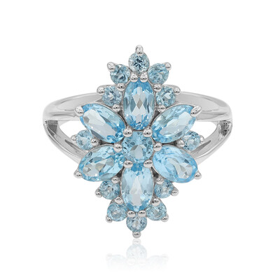 Anello in argento con Topazio Blu Svizzero