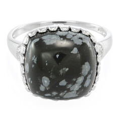 Anello in argento con Ossidiana Fiocco di Neve