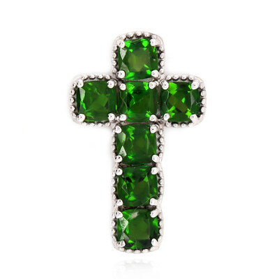 Ciondolo in argento con Diopside Russo