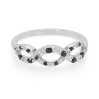 Anello in argento con Spinello Nero e Zaffiro Bianco