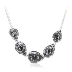 Collana in argento con Ossidiana Fiocco di Neve