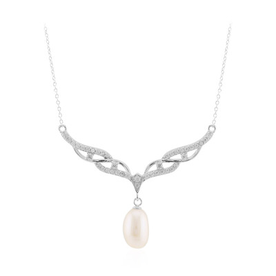 Collana in argento con Perla d'Acqua Dolce Bianca