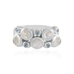 Anello in argento con Pietra di Luna Arcobaleno (KM by Juwelo)