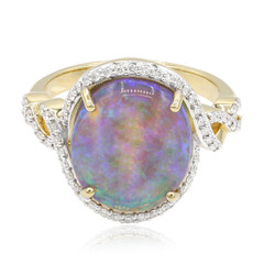 Anello in oro con Opale Nero di Lightning Ridge