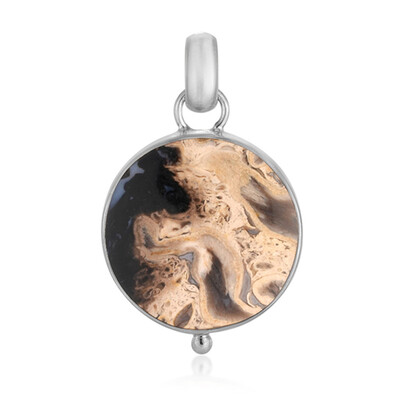 Ciondolo in argento con Legno di Palma Pietrificato (Bali Barong)