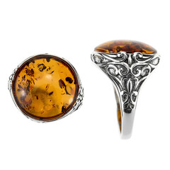 Anello in argento con Ambra Baltica