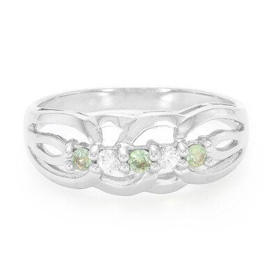 Anello in argento con Alessandrite Brasiliana e Zaffiro Bianco