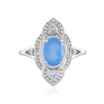 Anello in argento con Calcedonio Blu