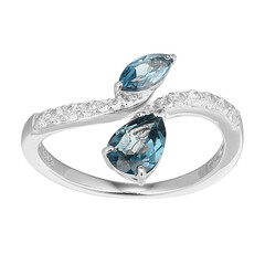 Anello in argento con Topazio Blu Londra