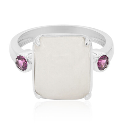 Anello in argento con Giadeite Bianca (Annette)