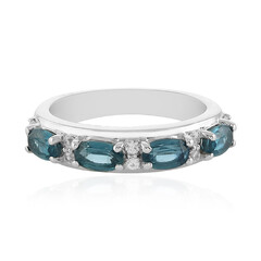 Anello in argento con Cianite Blu Foglia di Tè