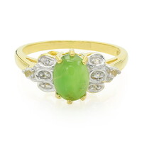 Anello placcato in oro con Crisoprasio Imperiale