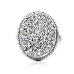 Anello in argento con Quarzo Glitter Argentato