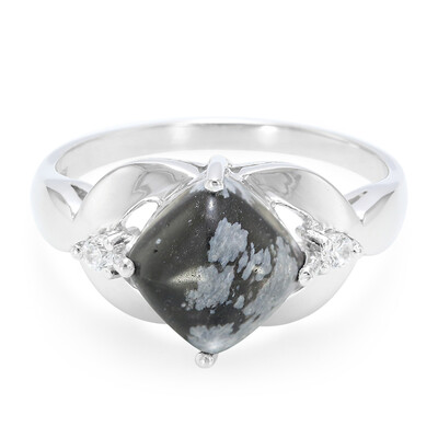 Anello in argento con Ossidiana Fiocco di Neve