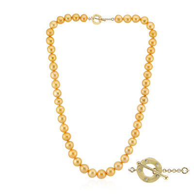 Collana in argento con Perla d'Acqua Dolce Dorata (TPC)
