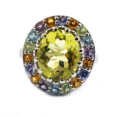 Anello in argento con Quarzo Ouro Verde