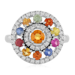 Anello in argento con Zaffiro Fancy