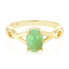 Anello placcato in oro con Crisoprasio Imperiale