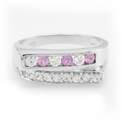 Anello in argento con Zaffiro Rosa Ceylon e Zaffiro Bianco