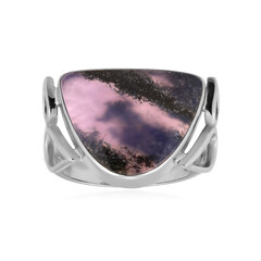 Anello in argento con Calcedonio Porpora di Giava (Bali Barong)