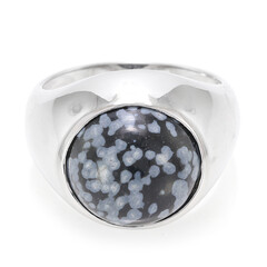 Anello da uomo in argento con Ossidiana Fiocco di Neve
