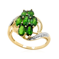 Anello in oro con Diopside Russo