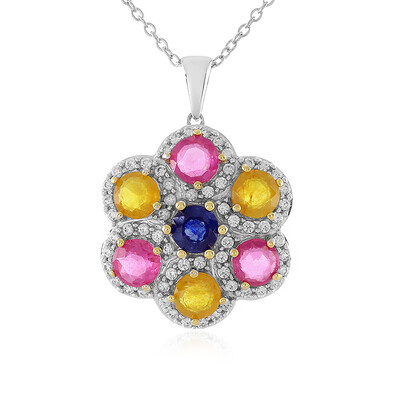 Collana in argento con Zaffiro Blu del Madagascar