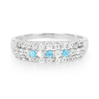 Anello in argento con Apatite Blu Neon e Zaffiro Bianco