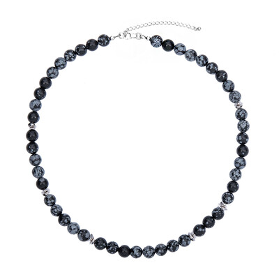 Collana in argento con Ossidiana Fiocco di Neve